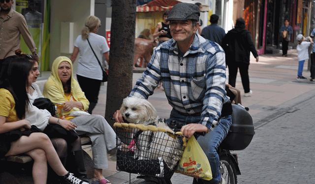 Eskişehir'de köpeği ile güzel havanın tadını çıkardı